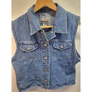 Vintage 90s Highway Original Style Denim Vest Women's‎ Large Light Wash